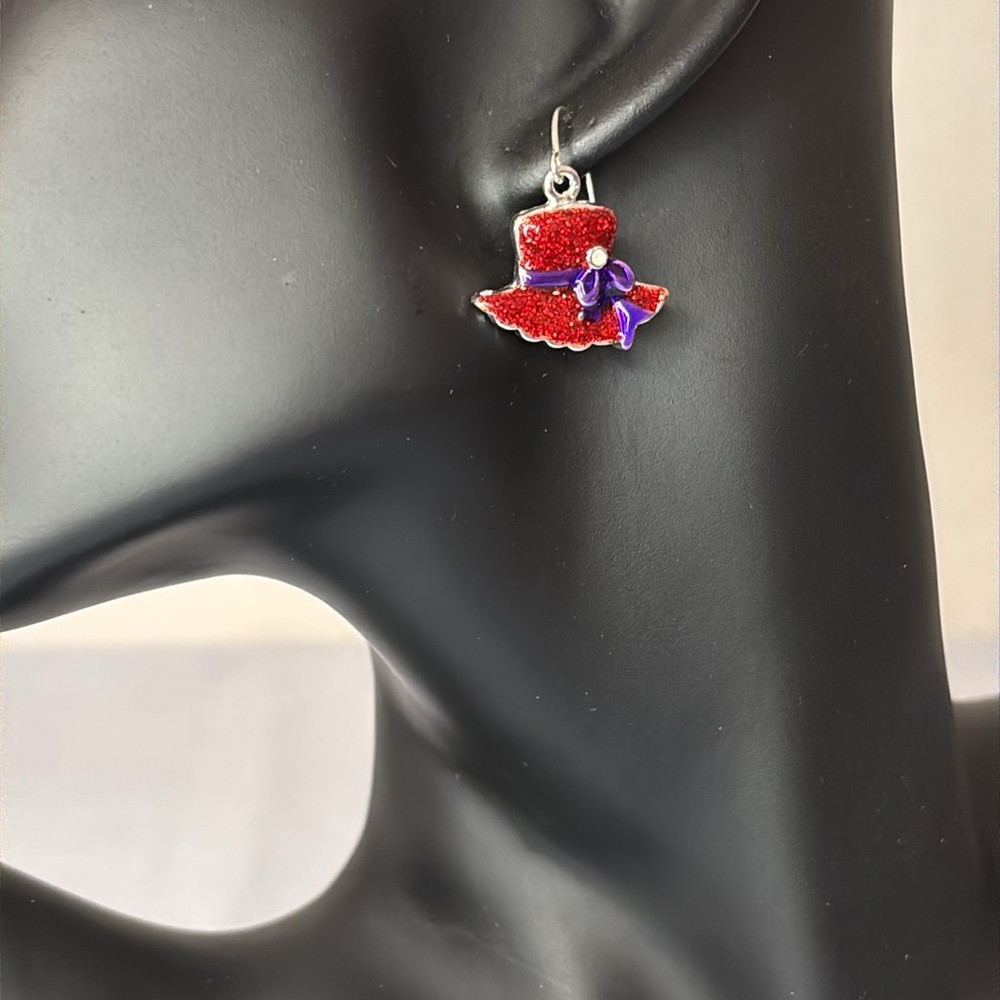 Rainbow Collection Red Hat Society Dangle French Wire/Hook Earrings - NWT